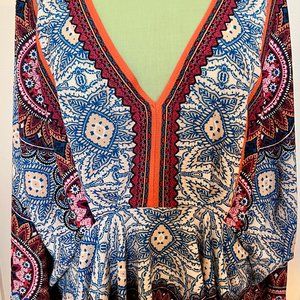flying tomato size small boho top colorful